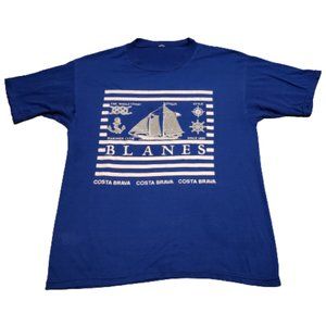 Blanes The Whole Coast T-Shirt Sailing Preppy Vintage Blue | Men's XL Pre-owned
